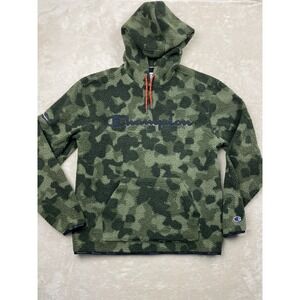 Champion Hoodie Mens M Pullover Sweatshirt Camo Fleece Logo Streetwear